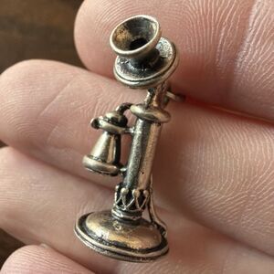 Vintage 1960s Beau Sterling Silver Designer Signed Candlestick Telephone Charm